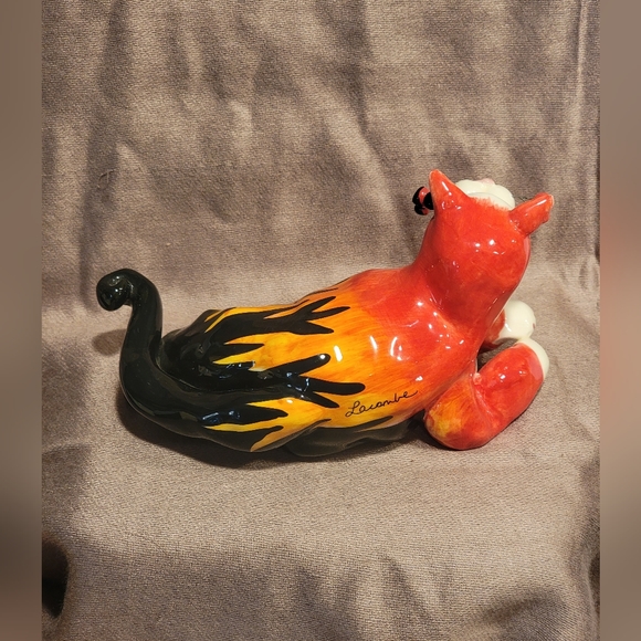 Vintage Annaco Creations - Whimsiclay Red Black Cat Hot Rod Flames - Picture 2 of 6